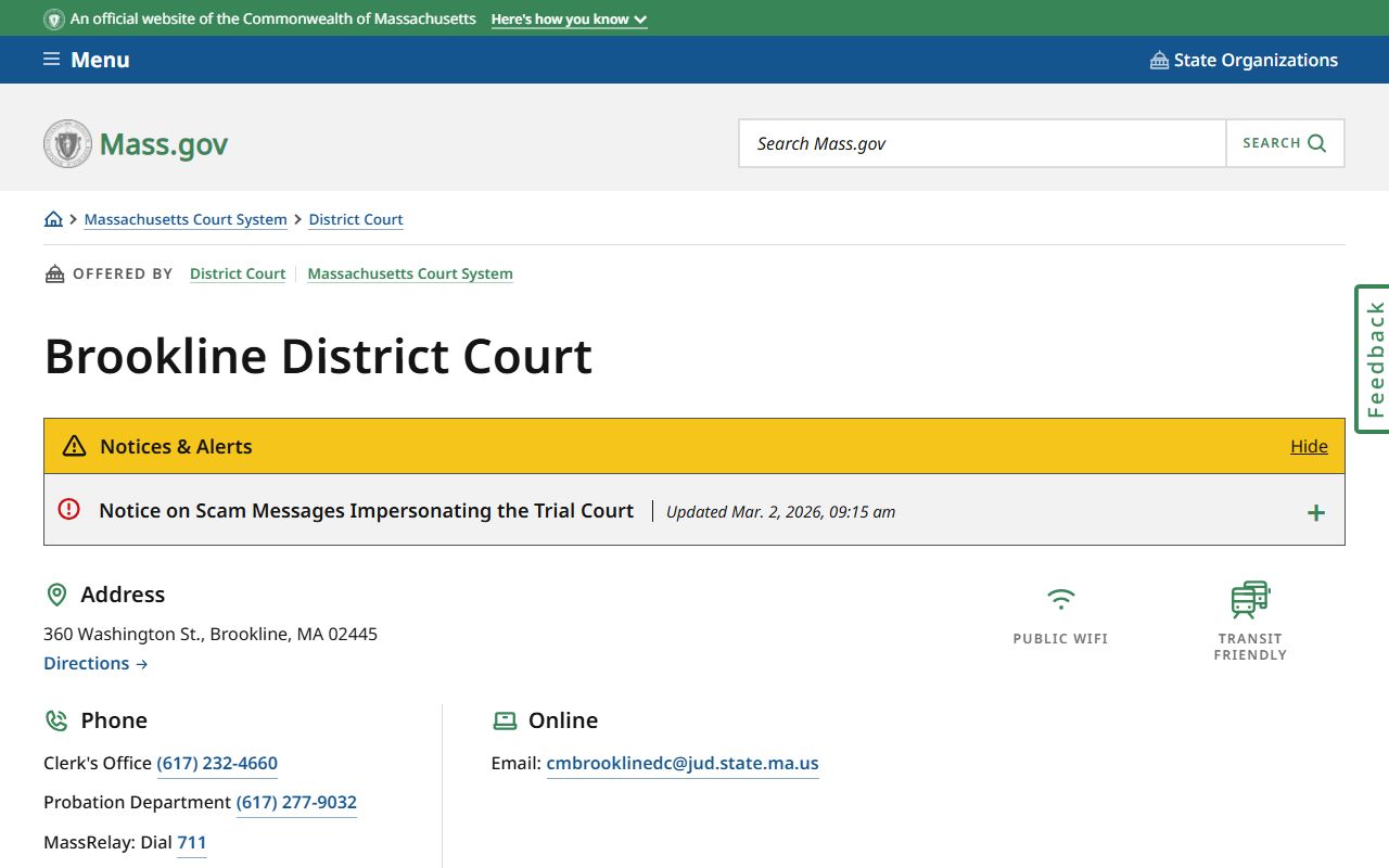 Brookline District Court - Brookline felony records