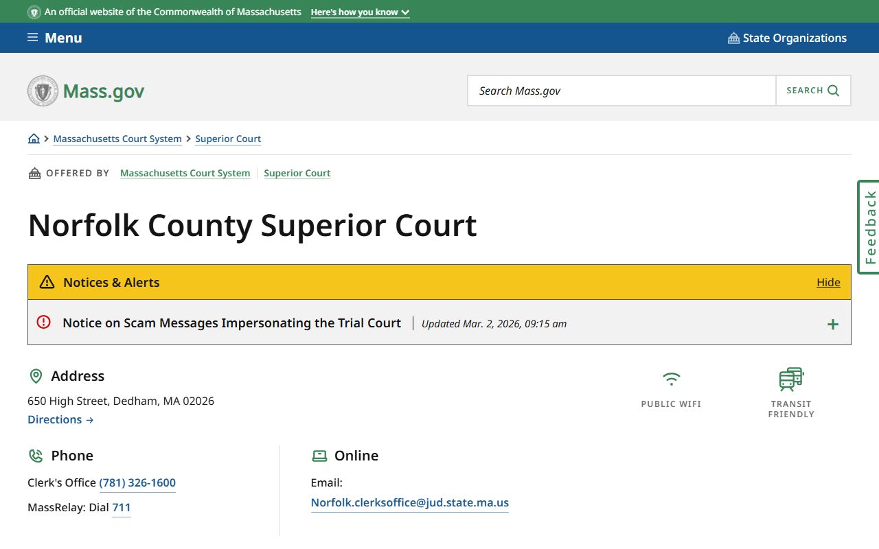 Norfolk County Superior Court felony records portal